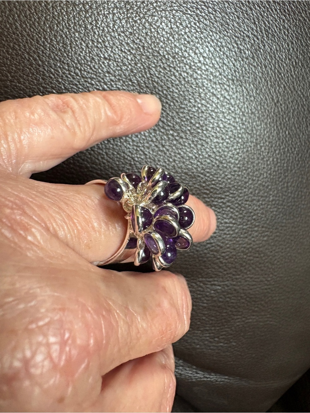 Ring
Unbelievably Unique Silver, Genuine Amethyst Dangle Ring
So Eye Catching!